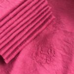 10 serviettes damassé de lin framboise
