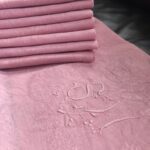8 serviettes damassé rose poudré