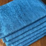 6 serviettes damassé bleu jean