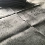 8 serviettes de table damassé kaki