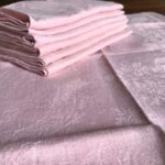 7 serviettes damassé rose poudré