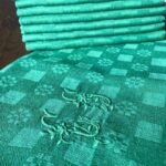8 serviettes damassé vert gazon