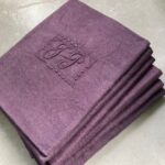 6 serviettes damassé prune